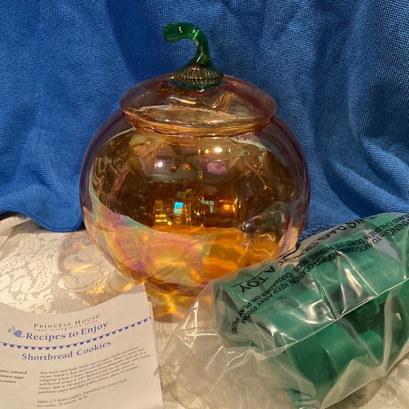 Princess House | Kitchen | Vintage Princess House 641 Orange Crystal Pumpkin Cookie Jar New ...